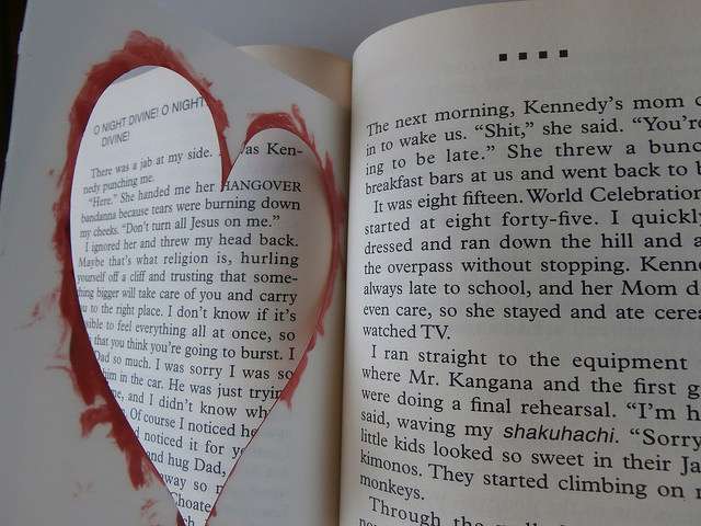 Book with heart cut out